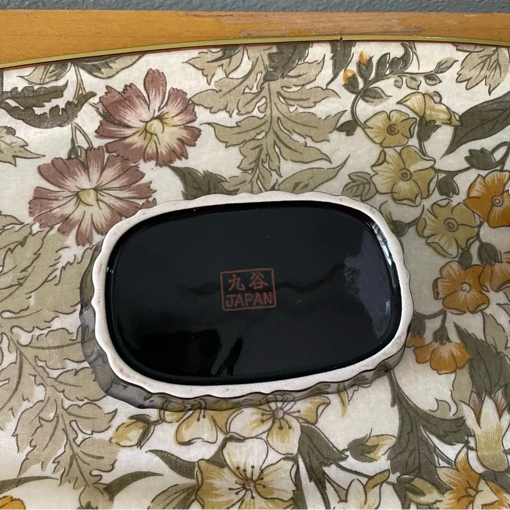 Kutani | Vintage Japanese Black Gold Iris Butterfly Soap Trinket Dish | Fairy
